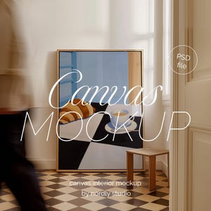 Japandi lijstmodel: A2 houten lijst, interieur badkamerscène (PSD)