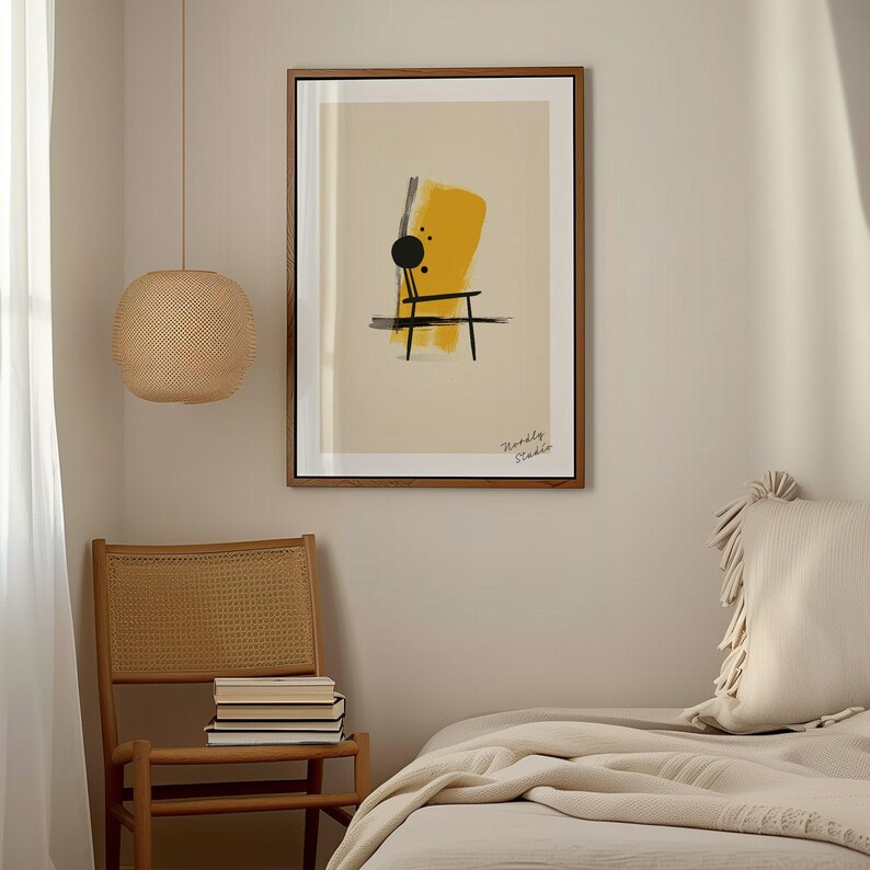 DIN A Vertical Frame Photoshop Mockup Template for Art Display, A2 Wood Frame in Bedroom Scene PSD, Photoshop Frame Mockup