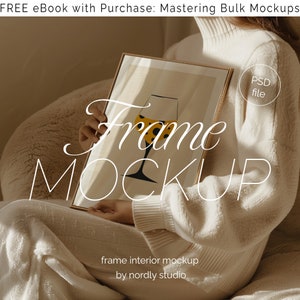 Frame Mockup With Person, DIN A Ratio, Woman holding frame mockup, PSD Photoshop Photopea Mockup, Interior Frame Mockup, Boho Frame Mockup