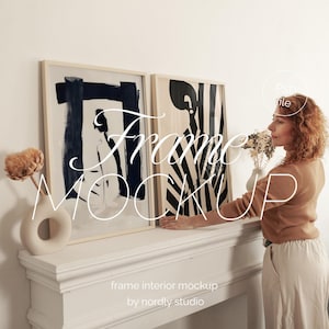 Zwei dünne Holzrahmen Mockup: ISO A DIN Ratio, Home Interior (PSD)
