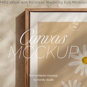 Framed Canvas Mockup: Vertical Wall Art, PSD (Digital Download)