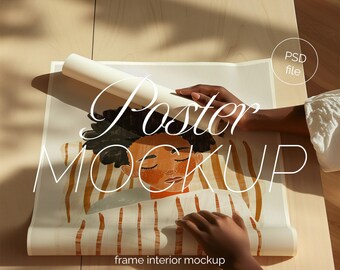 Mockup voor een diversiteitsposter: ISO A DIN-verhouding, minimalistisch modern (PSD Photoshop-mockup)