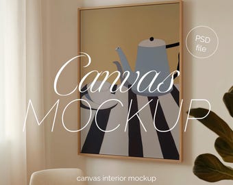 Wooden Frame Canvas Mockup: DIN A Ratio, PSD Photoshop (Digital Download)