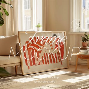 Mockup glazen liggend frame: DIN A, horizontale PSD-sjabloon (digitale download)