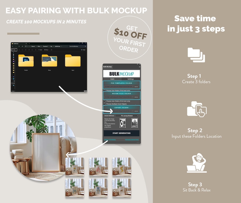 Scandinavian Vertical Frame Mockup, Thin Wood (PSD, A Series Sizes) image 4