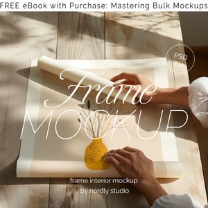 Poster Mockup With Person, DIN A Ratio, Close Up Detail Mockup, PSD Photoshop Frame Mockup with Hands, Rolled Print Mockup, Minimal Mockup