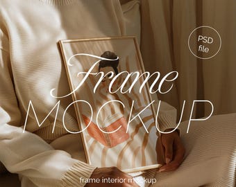 Thin Wood Frame Mockup: DIN A Ratio, PSD Photoshop Mockup
