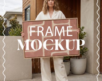 Horizontal Frame Mockup PSD 3x2 Ratio, Photorealistic Interior Scene, Smart Object Art Template