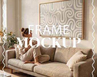 Horizontal Frame Mockup PSD 3x2 Ratio, Photorealistic Interior Wall Art Scene, Smart Object