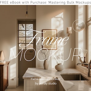 Kitchen Frame Mockup: Vertical Thin Wood Design (Editable PSD) image 1