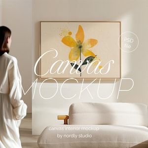 Landschaft - Leinwand Mockup: Dünner Holzrahmen, ISO DIN Ratio (PSD)