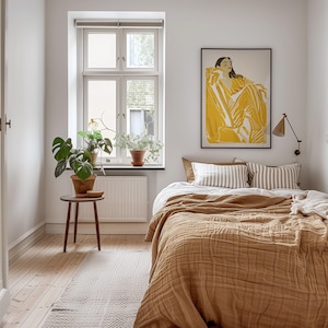 Vertical Frame Mockup Bedroom, DIN A Ratio, Thin Wood Frame, PSD Photoshop Photopea Mockup, interior frame mockup, glass reflection mockup