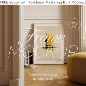 Vertical Frame Mockup: White Wood, DIN A, Leaning Wall (PSD)