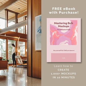 Vertical Framed Canvas Mockup: Mid-Century Modern Interior (PSD) image 4