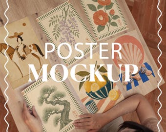 Vertical Poster Mockup PSD ISO Ratio Photorealistic Interior Scene Smart Object Instant Download