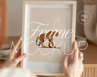 Minimal Wooden Frame Mockup: DIN A Ratio, Home Interior (PSD)