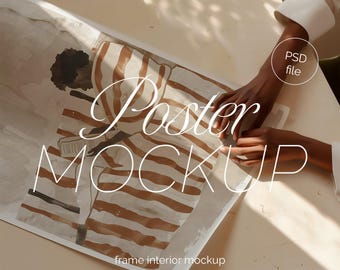Minimalistische poster mockup: DIN A-verhouding, detailweergave (PSD)