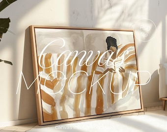 Landscape Canvas Mockup: Thin Wood Frame, ISO DIN Ratio (PSD)