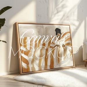 Horizontale gerahmte Leinwand Mockup, Landschaft Floater Rahmen Mockup, ISO DIN Verhältnis, dünner Holz Floating Rahmen, PSD Photoshop Mockup, großes Mockup