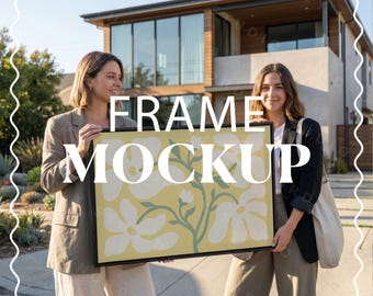 Horizontal Frame Mockup Photorealistic PSD, 3x2 Ratio Wall Art Scene, Smart Object Template