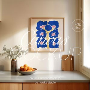 Modello con cornice quadrata: interno di cucina minimalista (PSD)