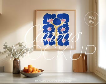 Square Frame Mockup: Minimalist Kitchen Interior (PSD)