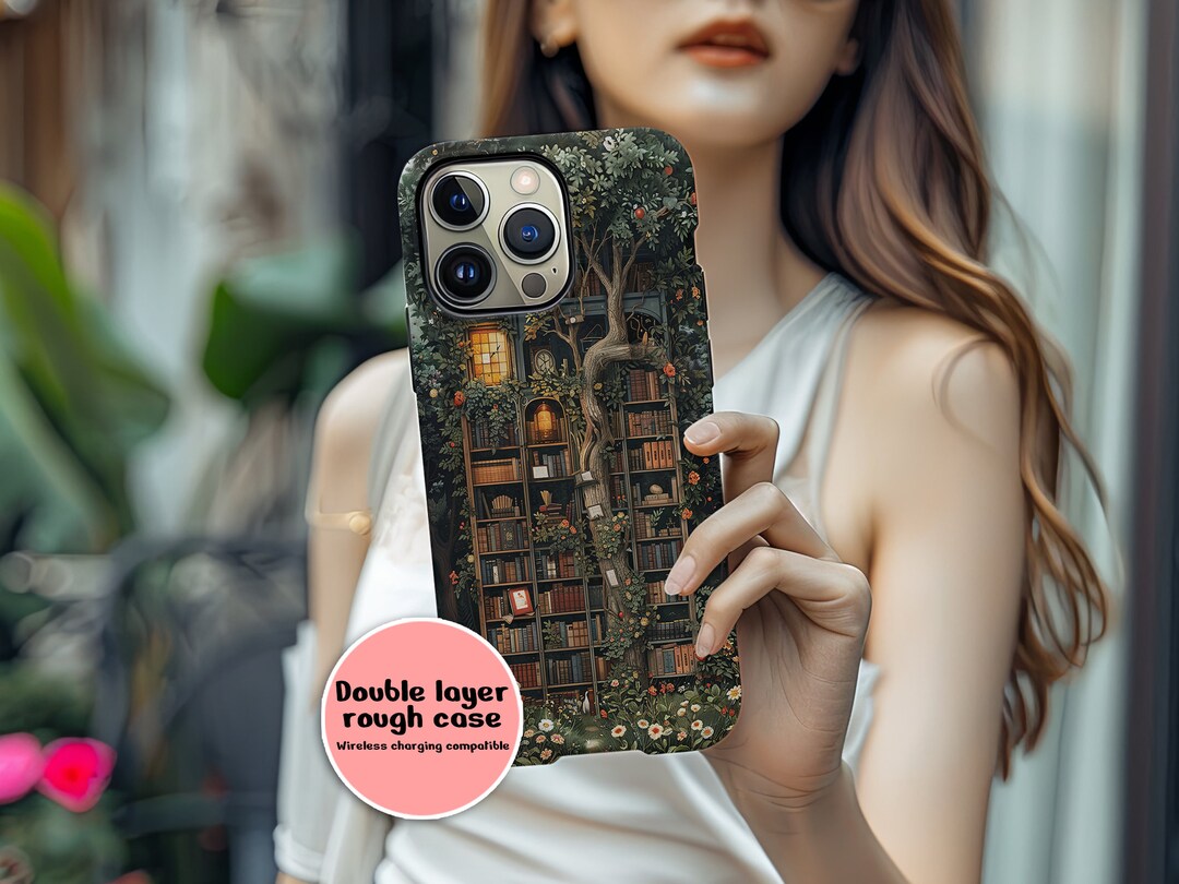 Bookshelf Garden iPhone Case: Tough, Summer Whimsy, Dark Academia, Fits ...