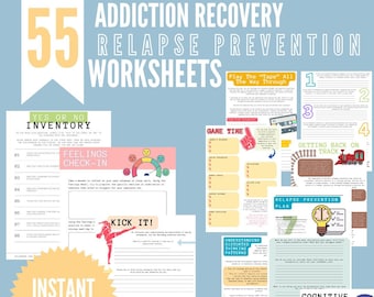 Addiction Recovery Worksheets, Relapse Prevention, Sobriety Workbook (Digital Download)