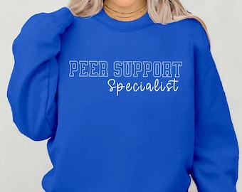 Sweat-shirt à col rond brodé spécialiste du soutien par les pairs