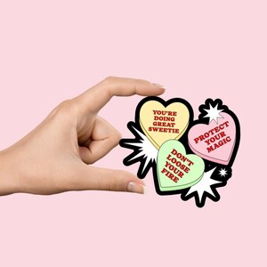 Adesivo de coração de doce, adesivos de saúde mental, adesivos de recuperação, adesivos fofos para meninas, adesivos motivacionais, decalque de autoafirmação positiva