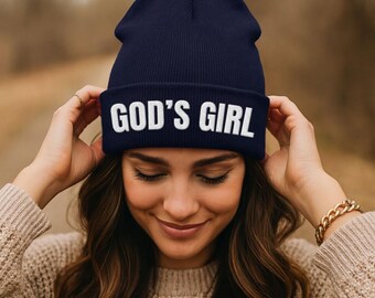 Gorro bordado "Niña de Dios", gorro cristiano de invierno