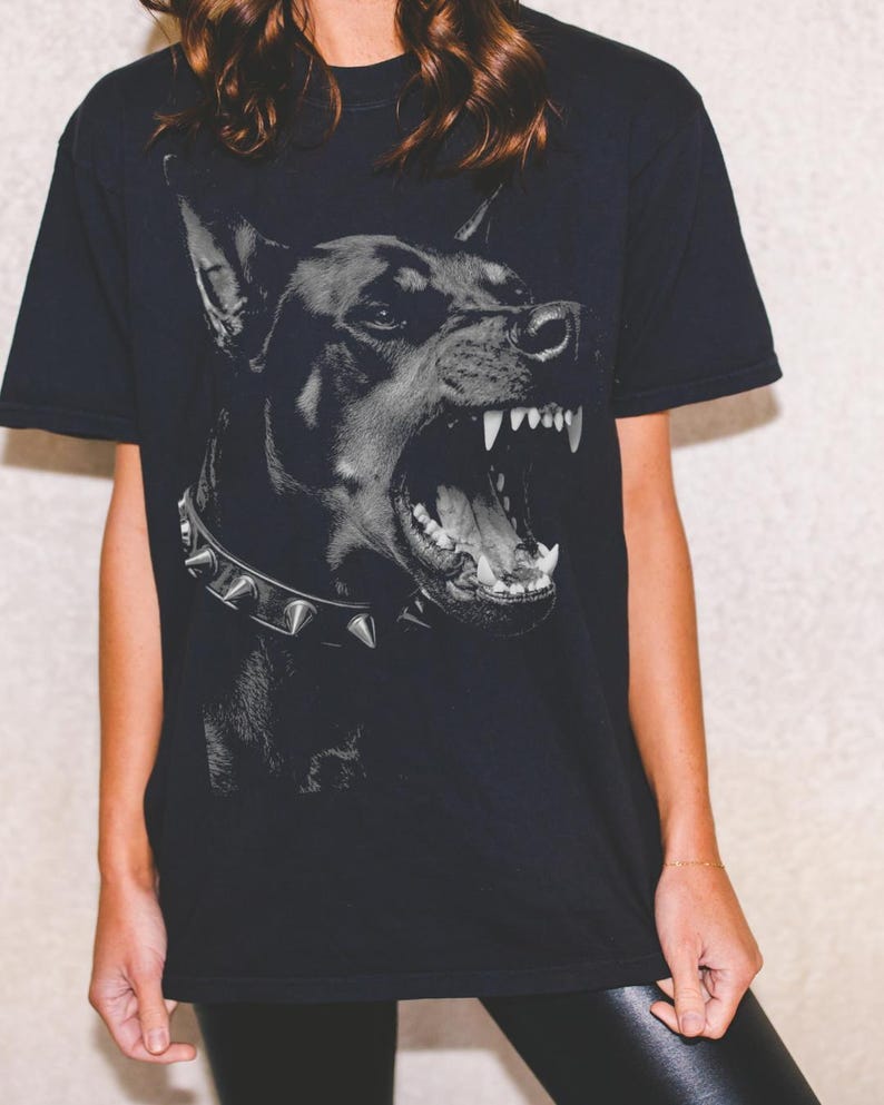 Comfort Colors Doberman T-Shirt, Vintage Dog Graphic Tee, Oversized Streetwear Shirt