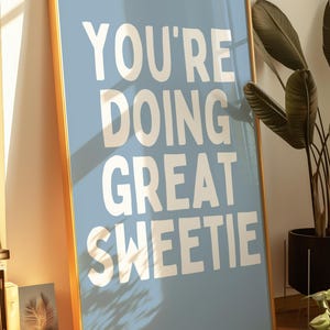Doet het geweldig lieverd Ingelijste poster typografische muurkunst trendy poster inspirerende quote print kamer decor voor haar