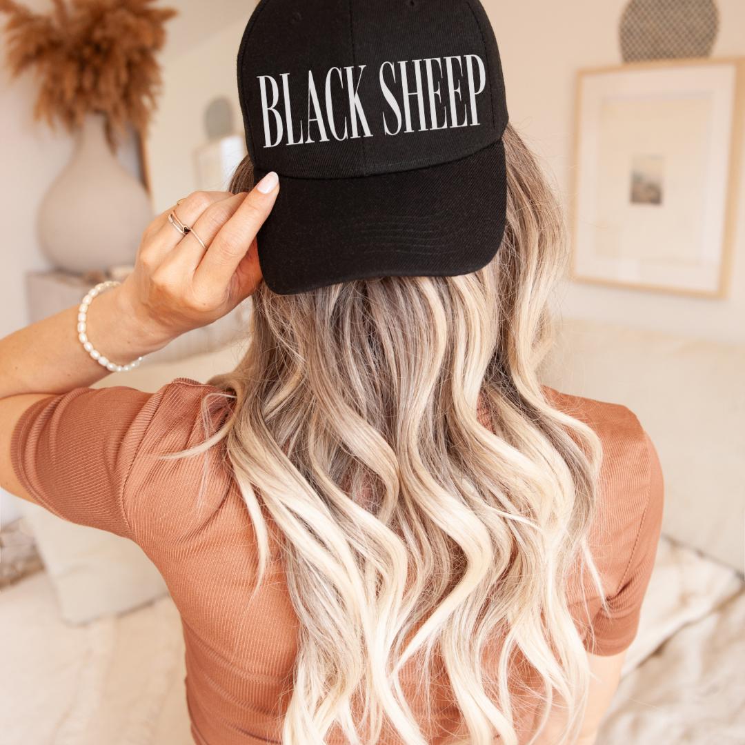 Black Sheep Embroidered Black Trucker Hat, Recovery Hat, Trendy Trucker Hat, Unisex Adjustable Trucker Cap, Addiction Recovery Hat