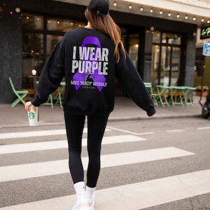 Custom Overdose Awareness Crewneck Purple Ribbon Sweatshirt Recovery Sweatshirt Personalized In Loving Memory Sweatshirt Sentimental Gifts