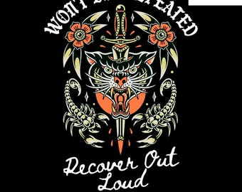 Recover Out Loud Traditional Tattoo Addiction Recovery PNG | Sobriety T-Shirt Designs