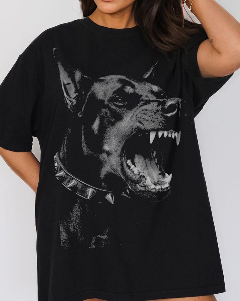 Comfort Colors Doberman T-Shirt, Vintage Dog Graphic Tee, Oversized Streetwear Shirt