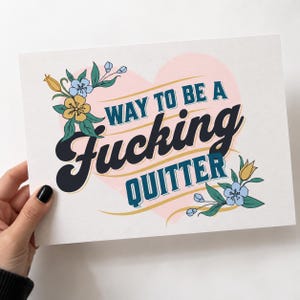 Way To Be A Quitter Sober Anniversary Card, Funny Sober Greeting Card, Sobriety Cards, Sober Gifts, Sobriety Gifts, Sober Card For Her