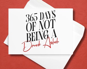 Tarjeta divertida para celebrar un año de sobriedad, regalo de aniversario de sobriedad