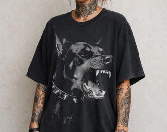 Comfort Colors Doberman T-Shirt, Vintage Dog Graphic Tee, Oversized Streetwear Shirt