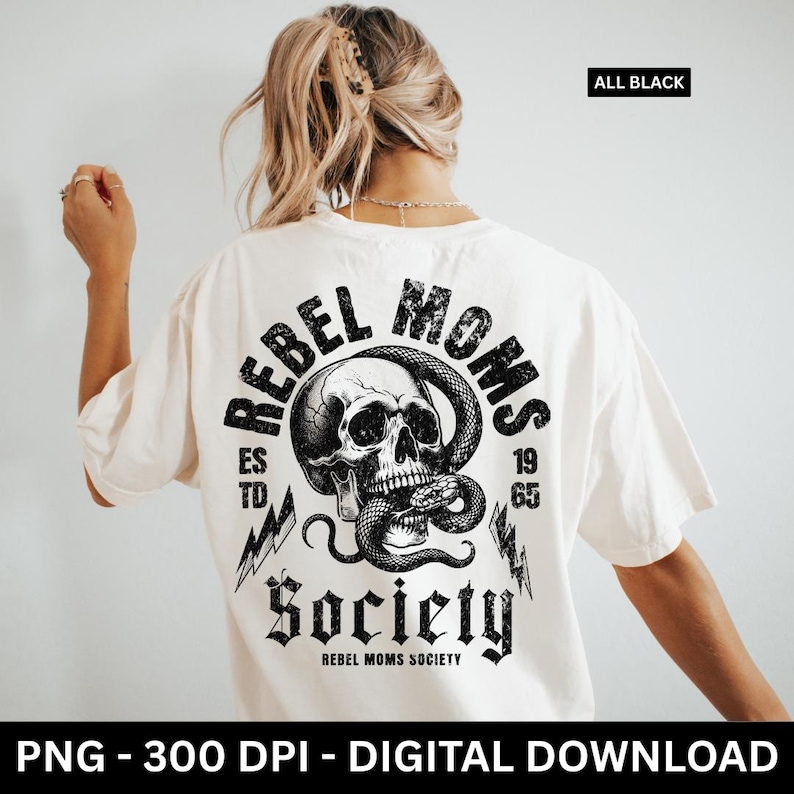 Rebel Moms Society Distressed Skull PNG, T-Shirt Designs, Grunge T-Shirts, Skull PNG, T-Shirt Designs, Adult Humor Sarcastic PNG