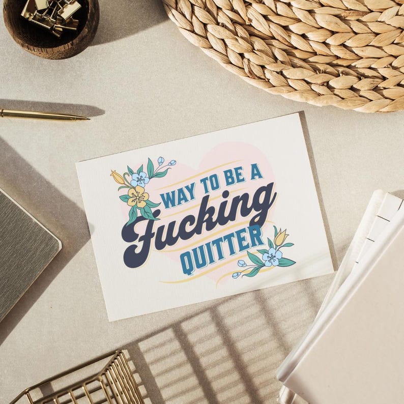 Way To Be A Quitter Sober Anniversary Card, Funny Sober Greeting Card, Sobriety Cards, Sober Gifts, Sobriety Gifts, Sober Card For Her
