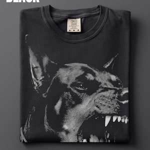 Comfort Colors Doberman T-Shirt, Vintage Dog Graphic Tee, Oversized Streetwear Shirt