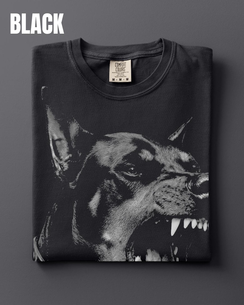 Comfort Colors Doberman T-Shirt, Vintage Dog Graphic Tee, Oversized Streetwear Shirt