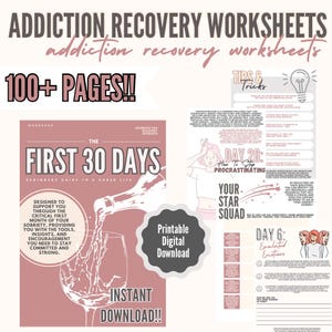 Hojas de trabajo de recuperación de adicciones, libro de trabajo de terapia, libro de trabajo de sobriedad, descarga digital sobria, hojas de recuperación imprimibles, prevención de recaídas