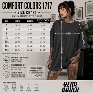 comfort colors 1717 size chart