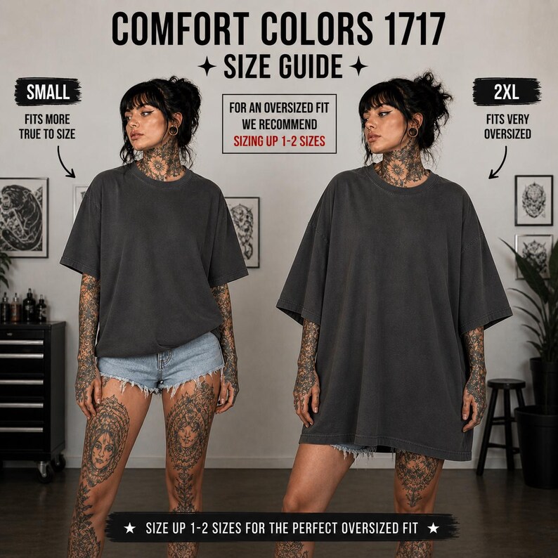 comfort colors 1717 size chart