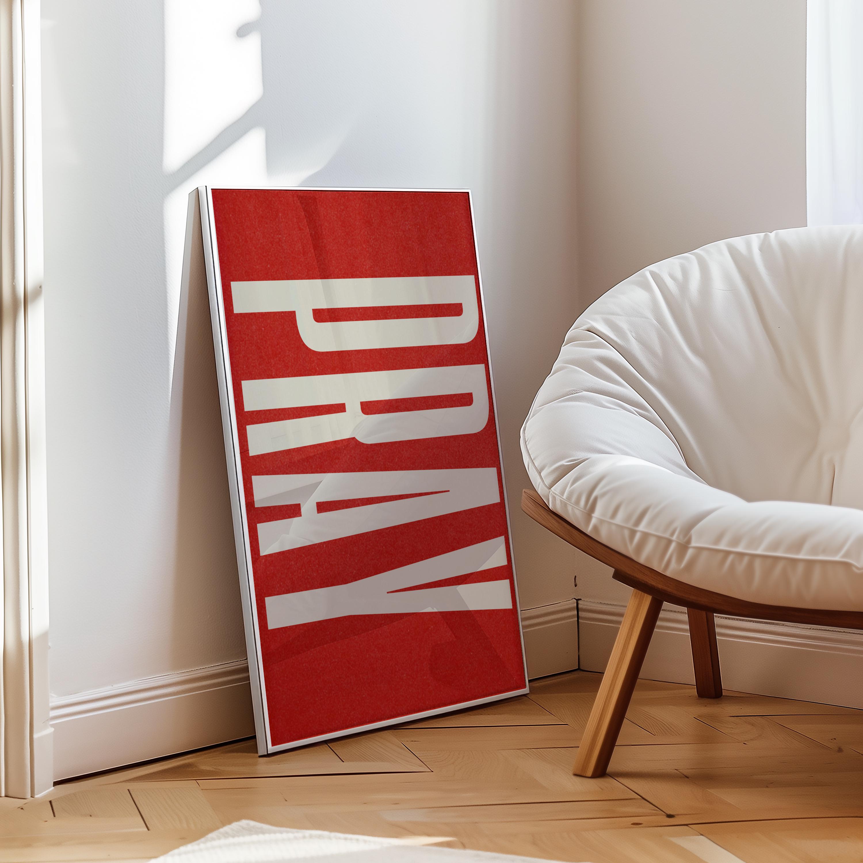 Modern PRAY Typography Poster, Bold Red Minimalist Wall Art, Christian ...