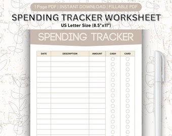 Uitgaventracker, budgetwerkblad, onkostenlogboek, onkostentracker, financieel werkblad, afdrukbaar uitgavenlogboek, digitale download, invulbare PDF