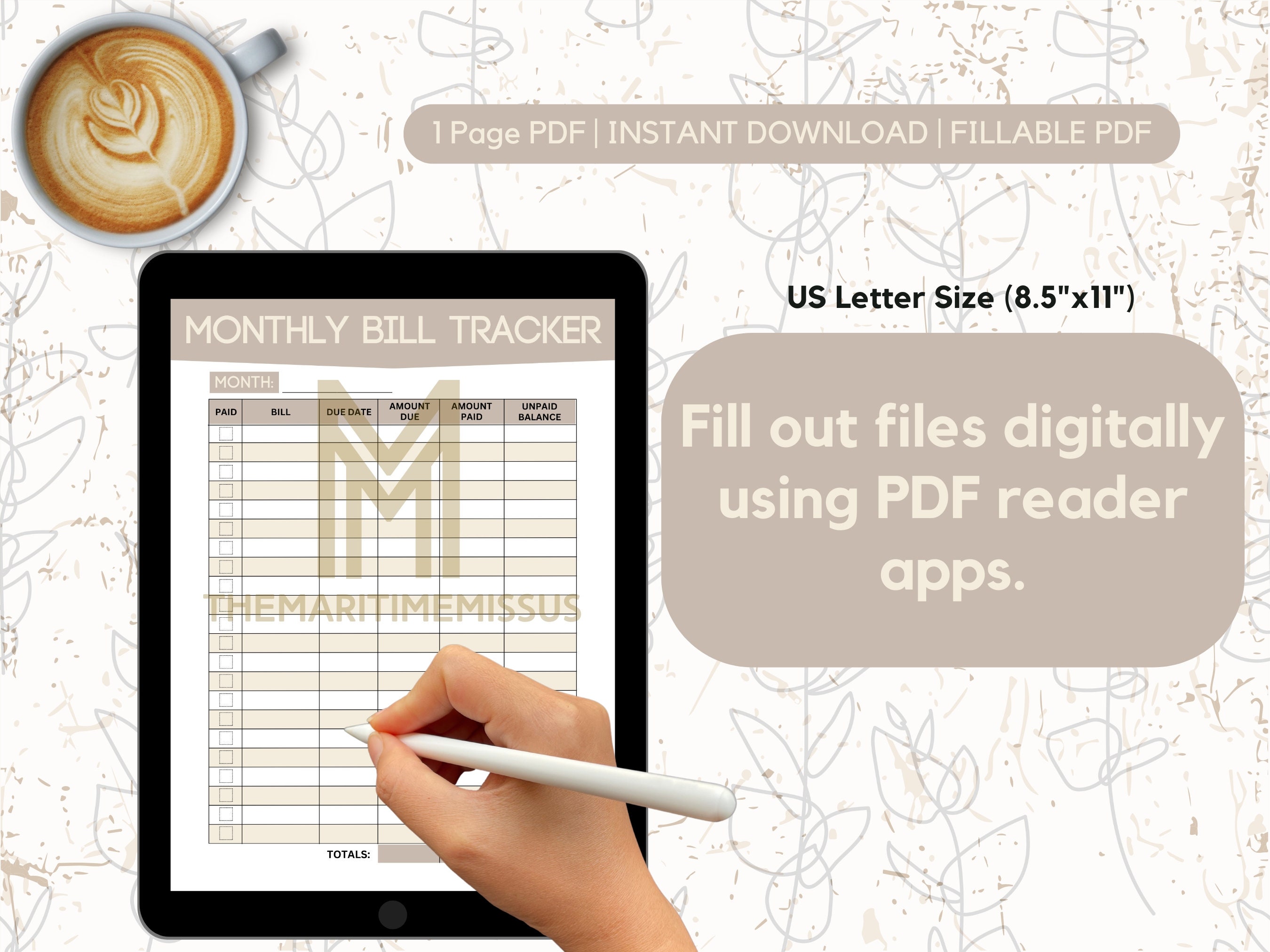 Monthly Bill Payment Tracker, Expense Log, Printable Expense Tracker ...